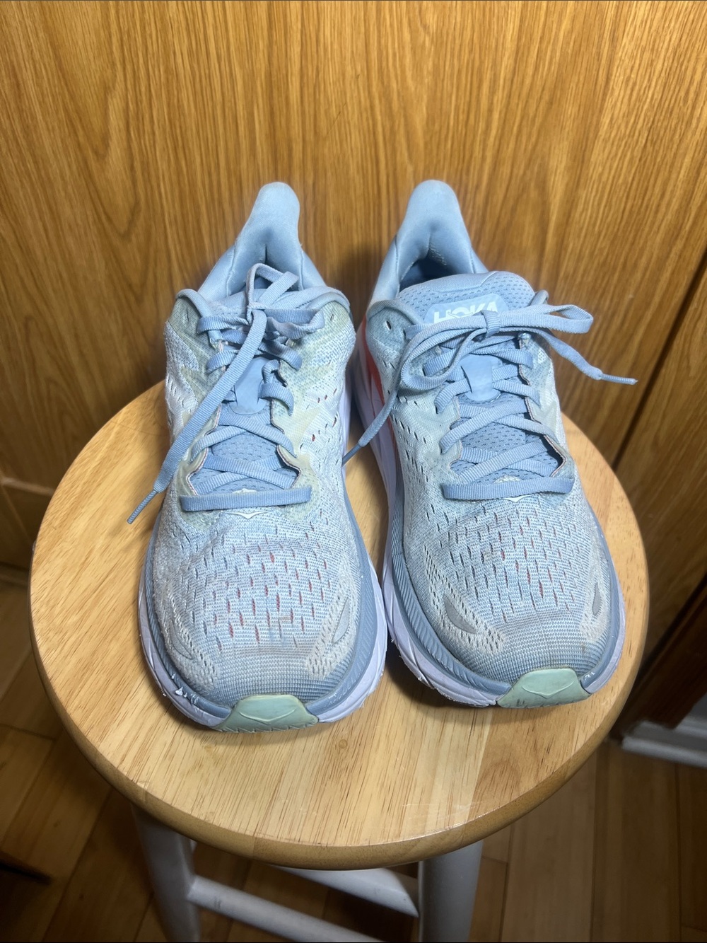 Hoka Women's Pale Blue Running Shoes with Mint Toe Accents
